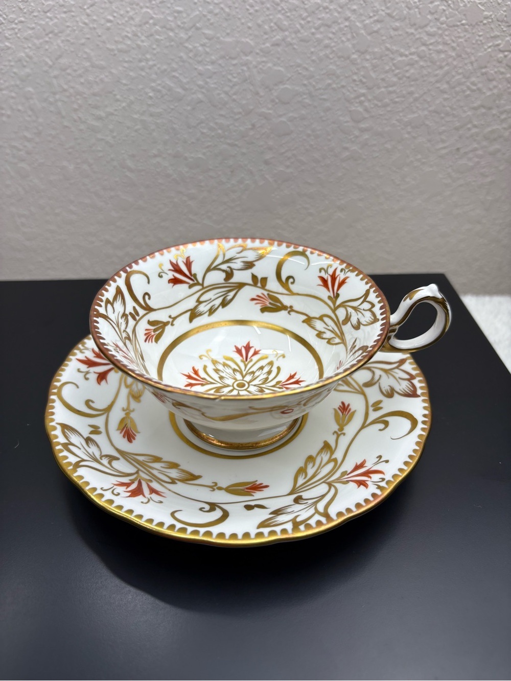 Vintage Royal Chelsea English Bone China Tea Cup and Saucer Set from the 1950s.
